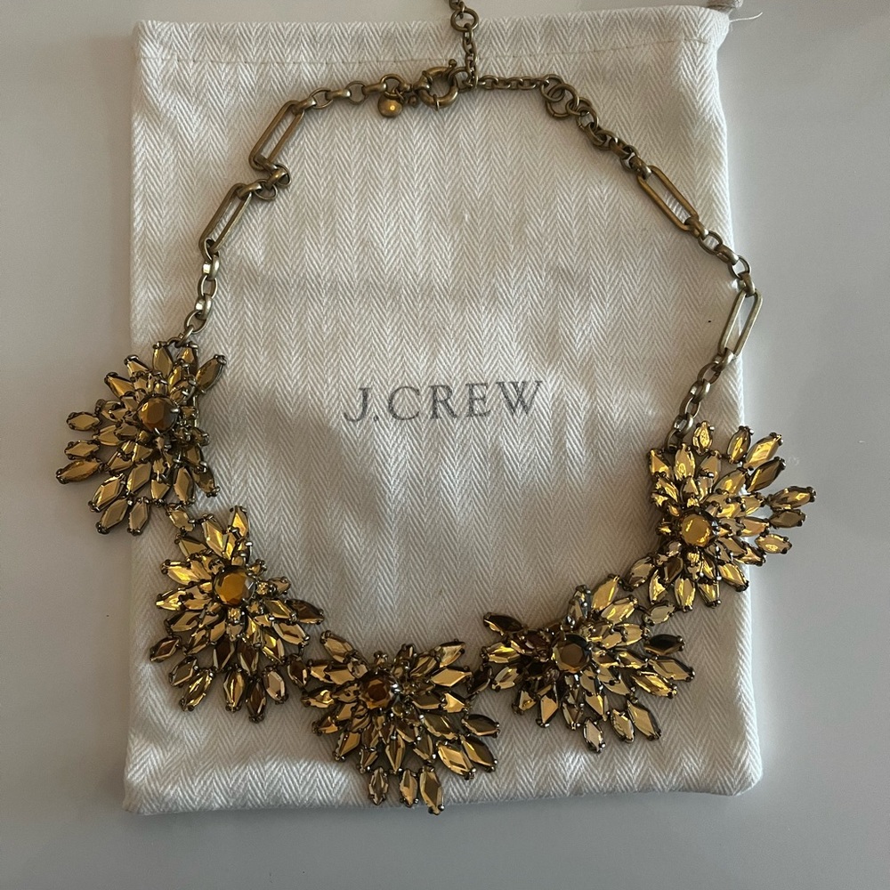JCrew Crystal Bib Floral Necklace